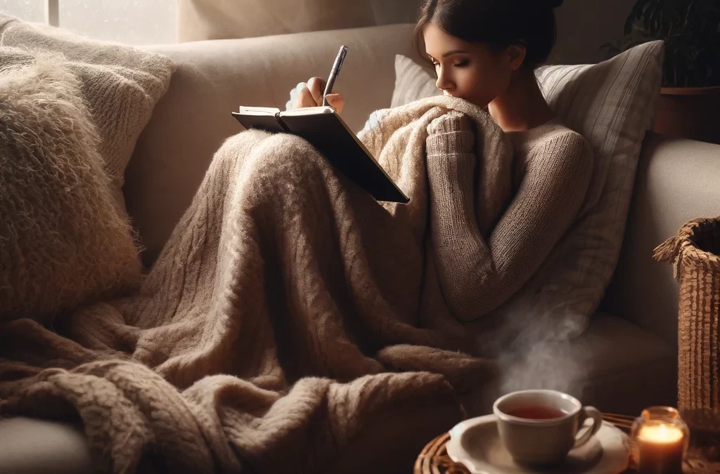 Cozy couch journaling for mental health