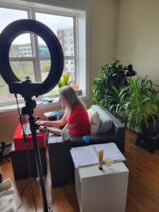 Jewels working away. Creating her dream life, one day at a time.
